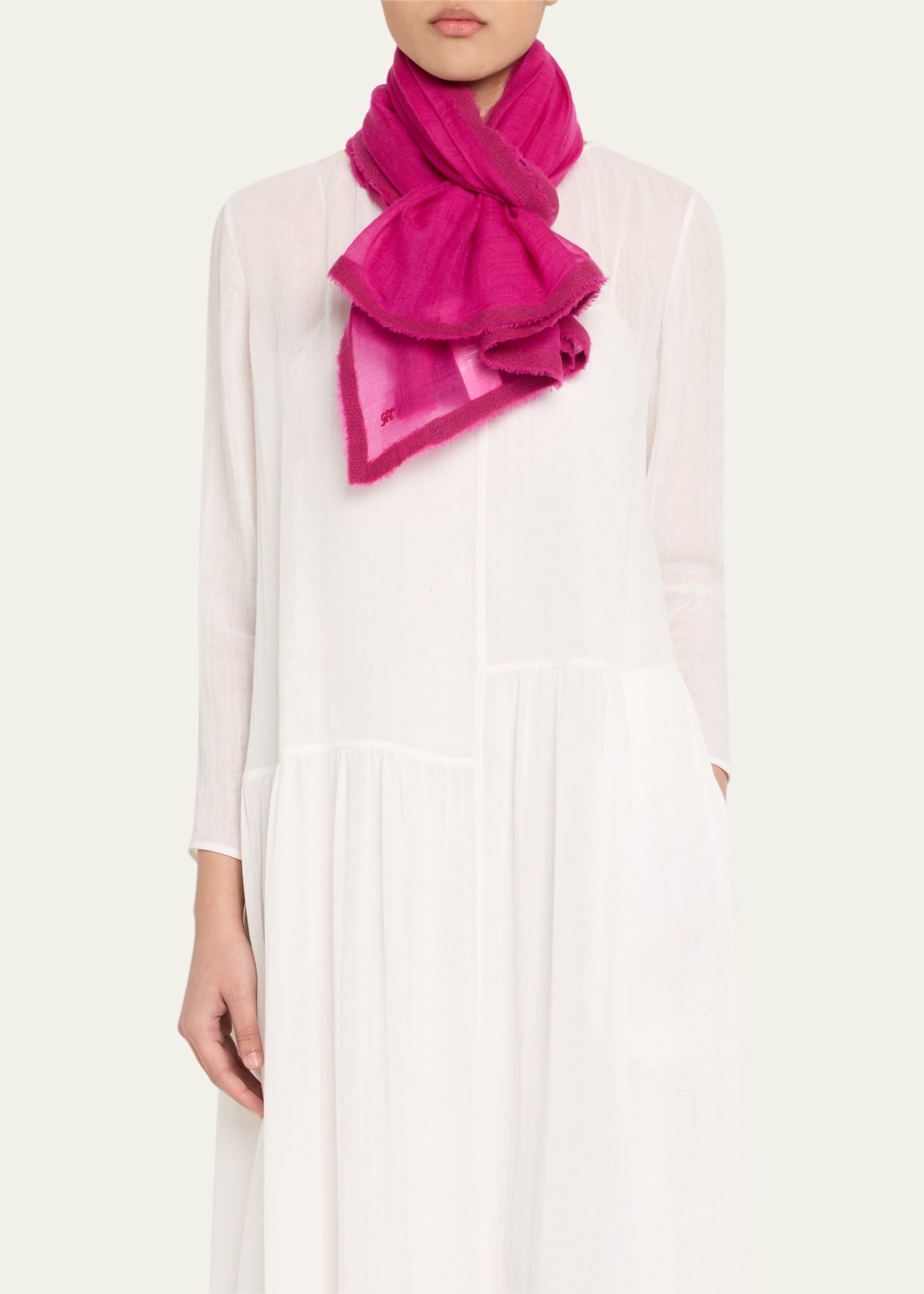 Fioko Fuzzy Edge Cashmere Scarf - 3