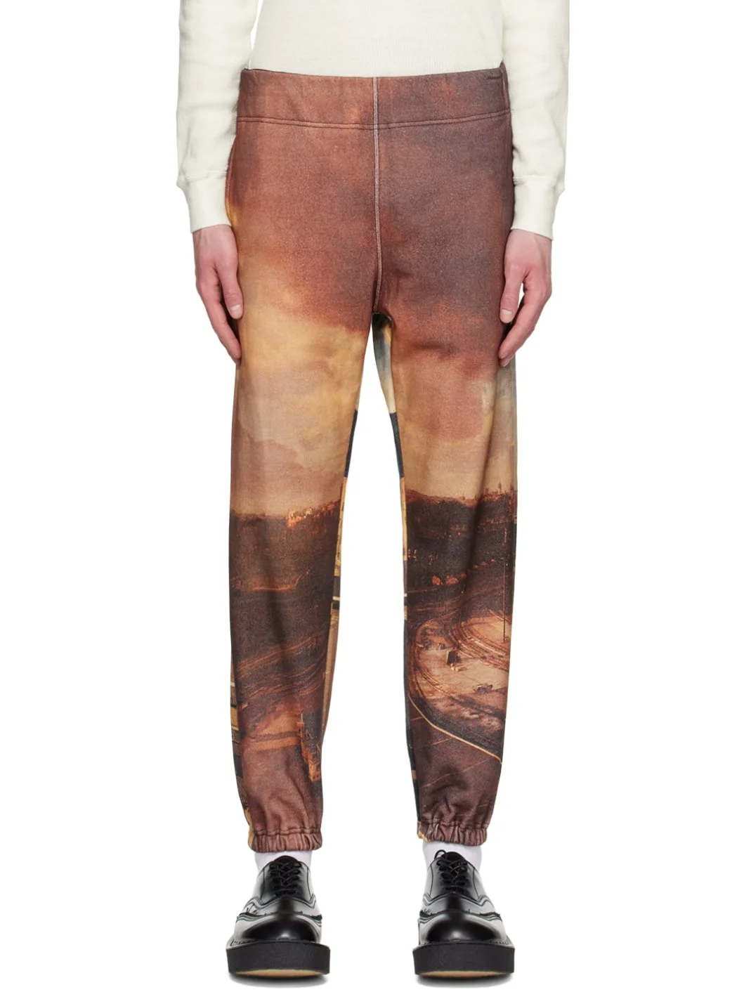 Brown Printed Sweatpants - 1