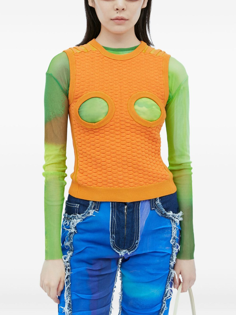cut-out waffle-knit top 1