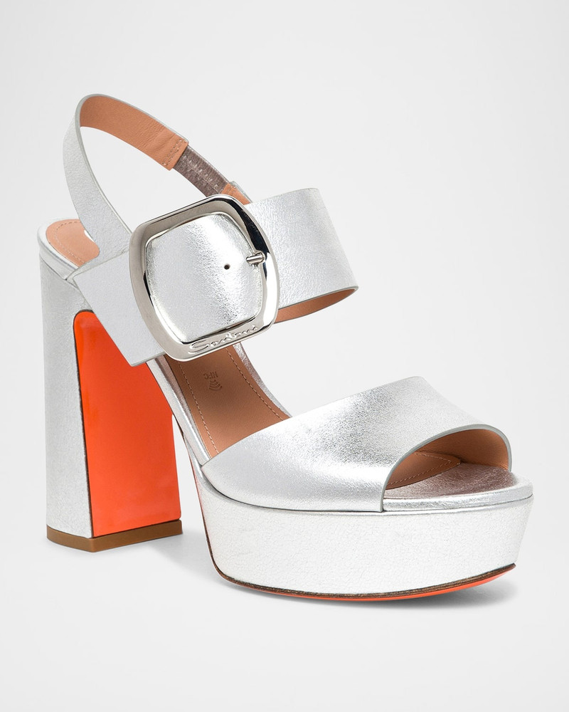 Santoni Bruxel Metallic Buckle Platform Sandals outlook