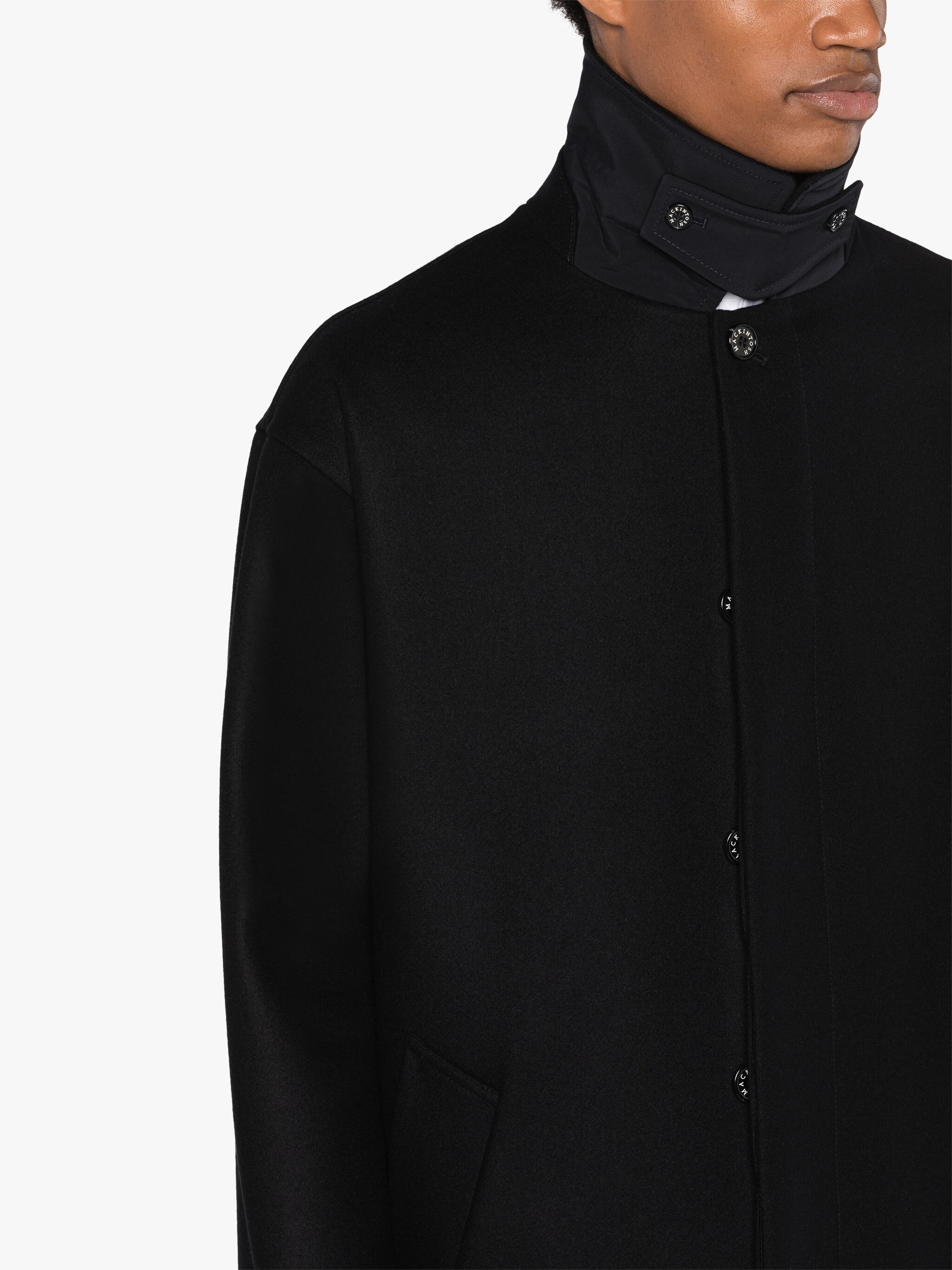 SOHO BLACK WOOL OVERCOAT - 5