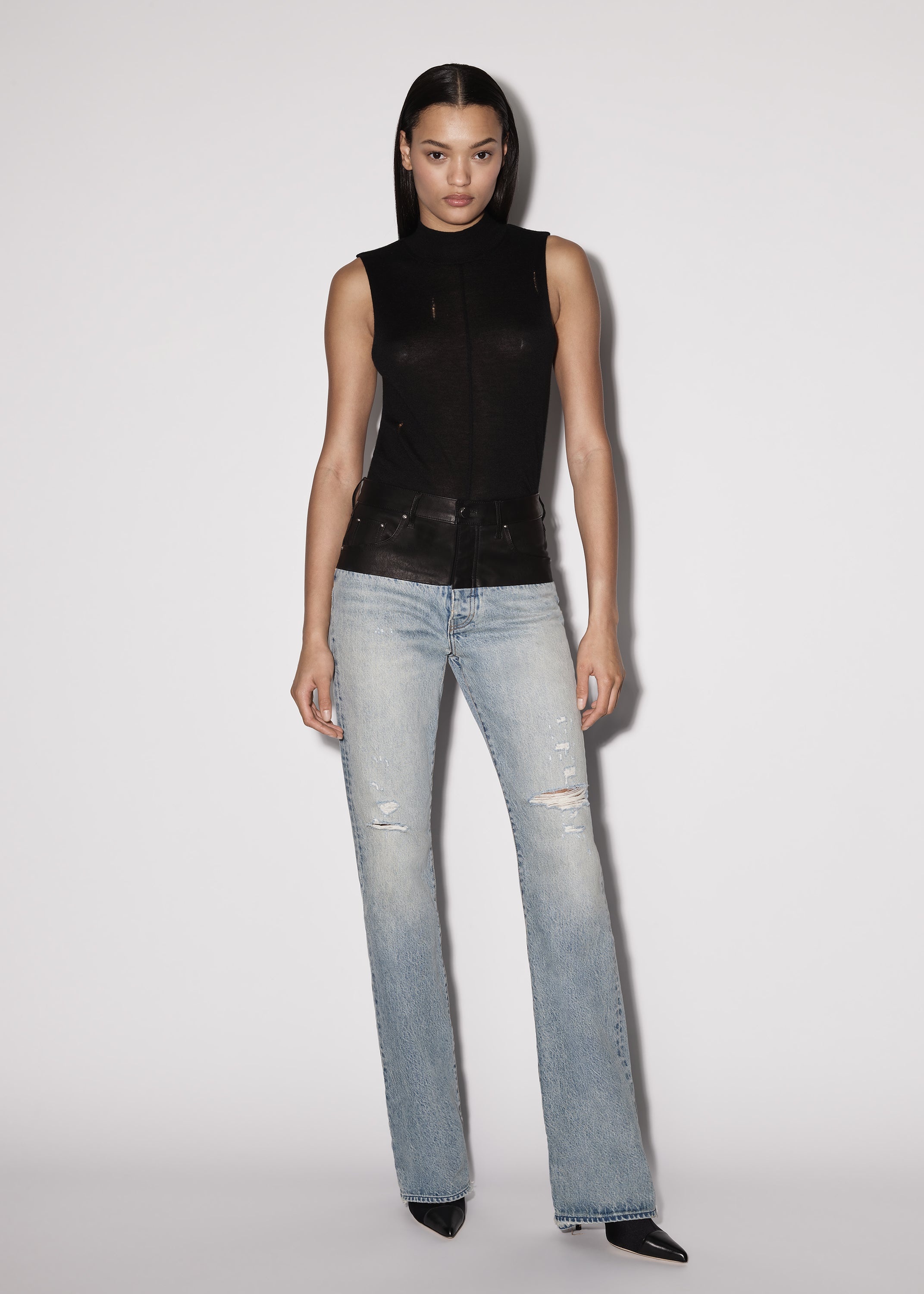 LEATHER HYBRID BOOTLEG JEAN - 2
