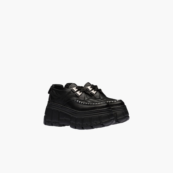 Embroidered leather lace-up shoes - 3