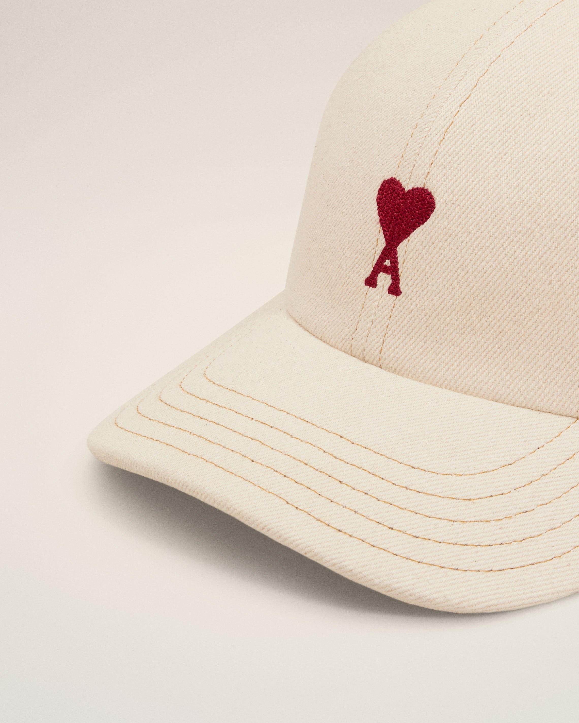 BEIGE COTTON AMI DE COEUR EMBROIDERY CAP - 3