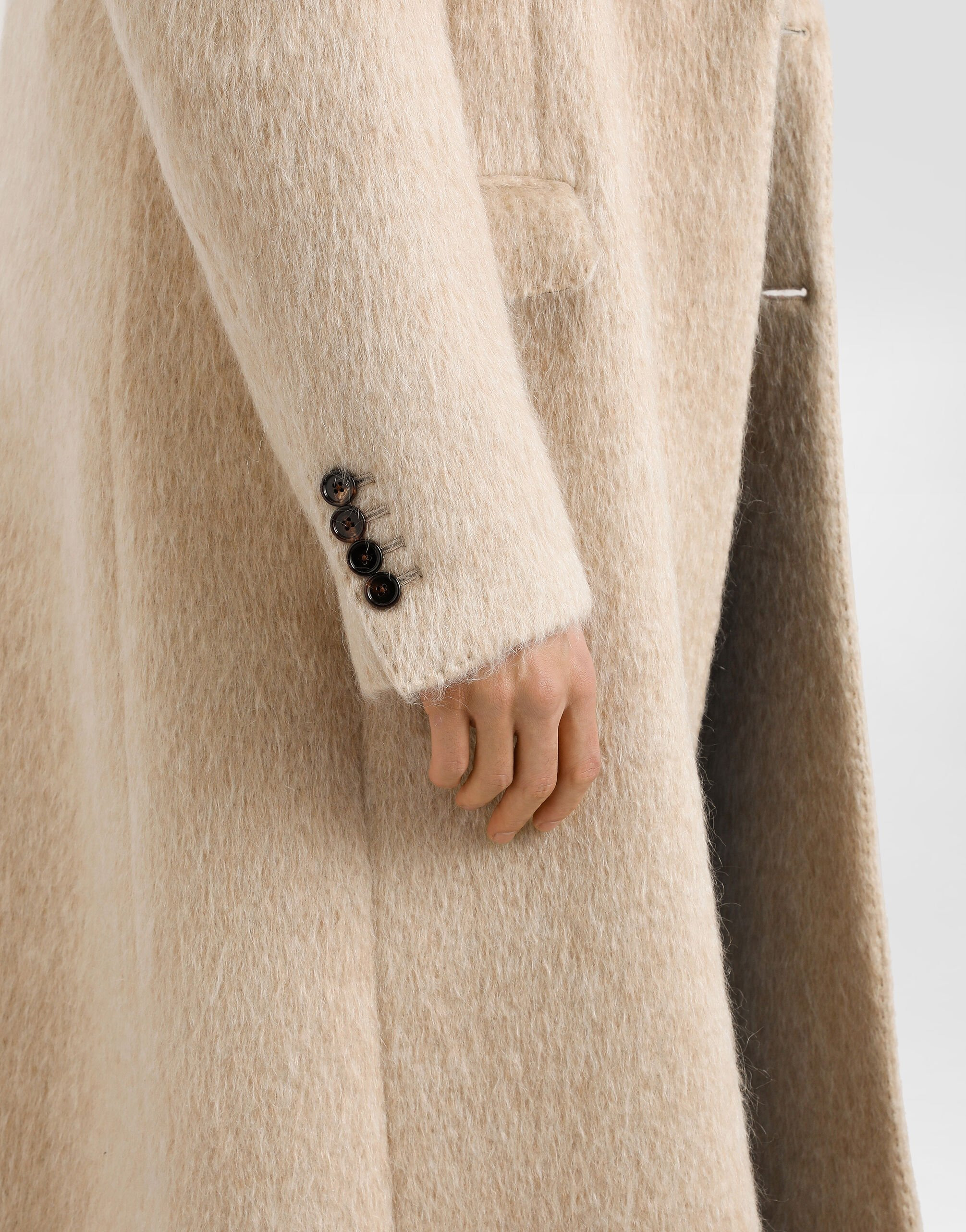 Long-haired mohair blend double-breasted coat - 4