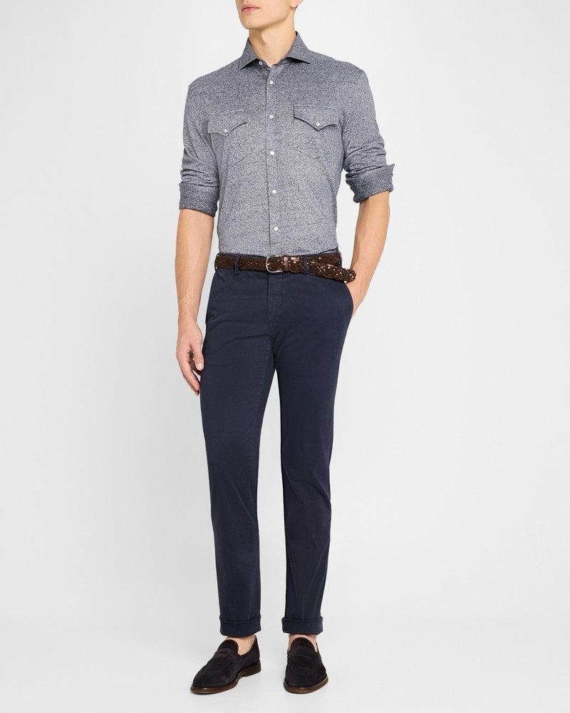 Brunello Cucinelli Men's Cotton and Linen Western Shirt outlook