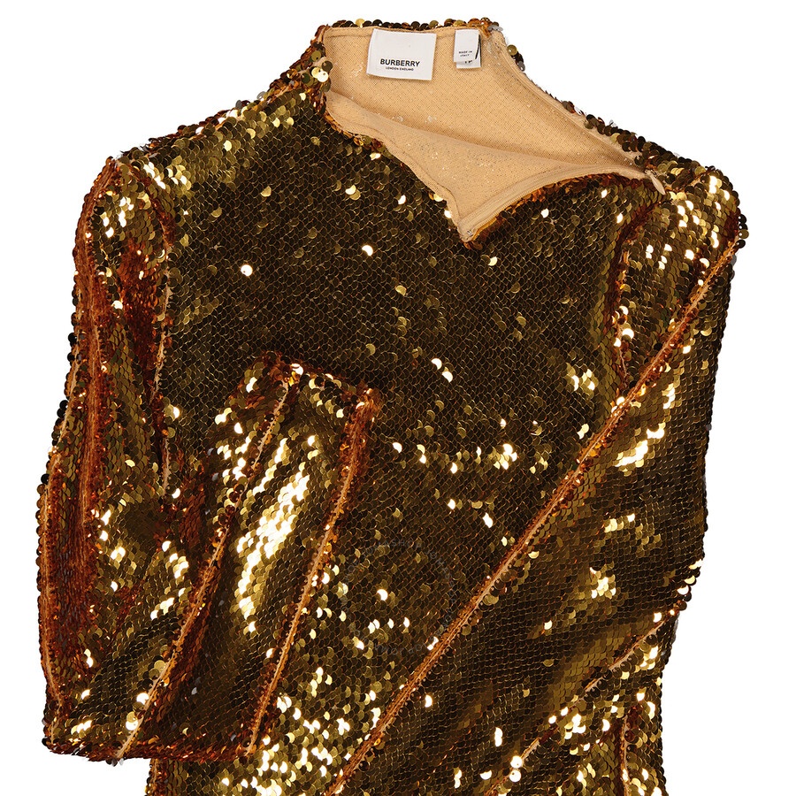 Burberry Ladies Gold Sequinned Turtleneck Top - 8