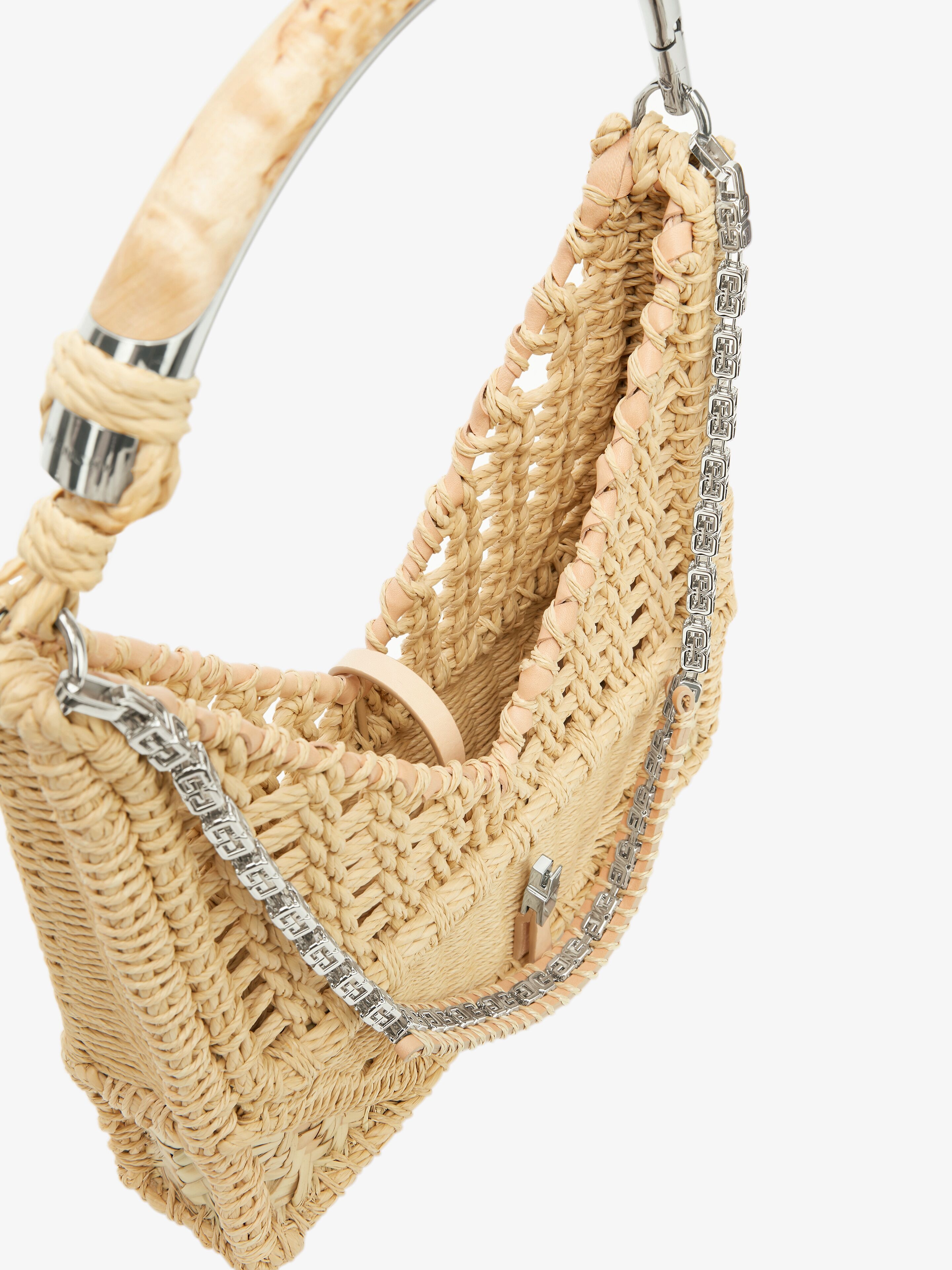 SMALL CUT OUT BAG IN BRAIDED RATTAN WITH CHAIN - 5