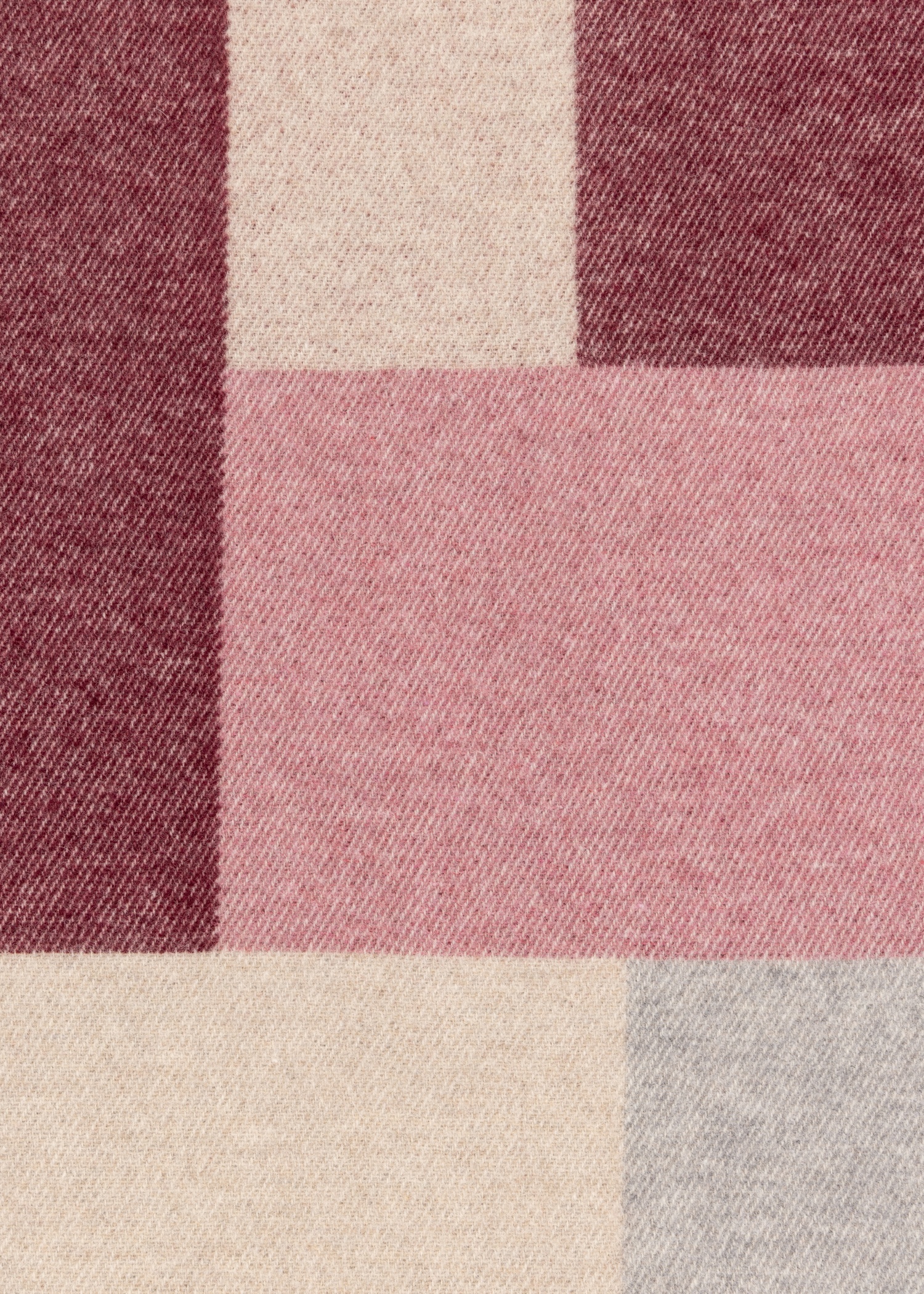 Women's Pink Block Check Wool Scarf - 4