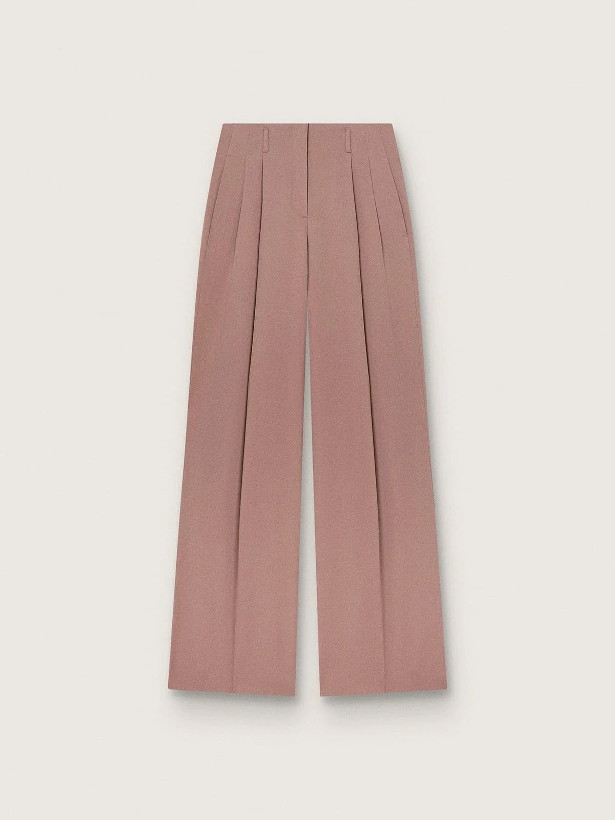 Women's pants in powder-pink wool with wide leg - 1