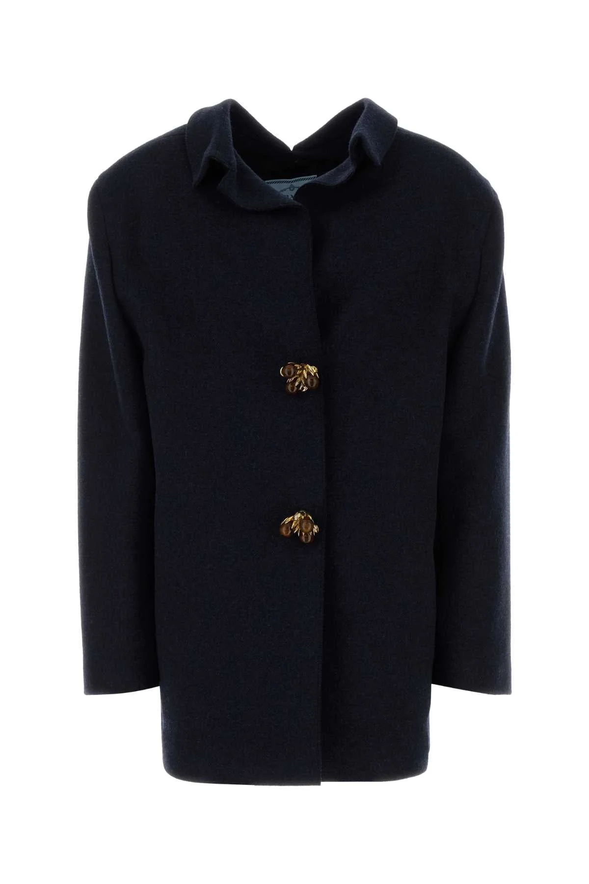 Prada Women Dark Blue Wool Coat - 1