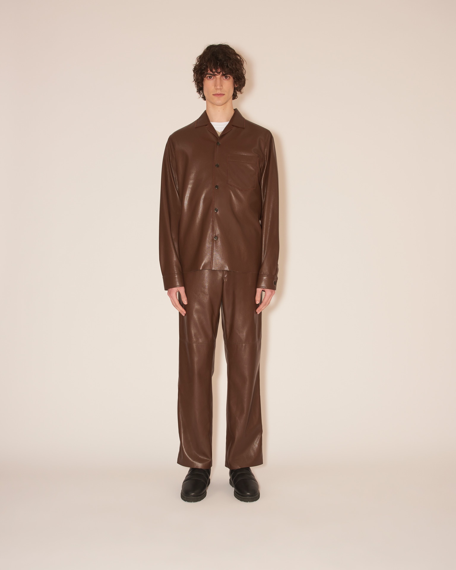 DUCO - OKOBOR™ alt-leather long sleeve shirt - Dusty blue - 3