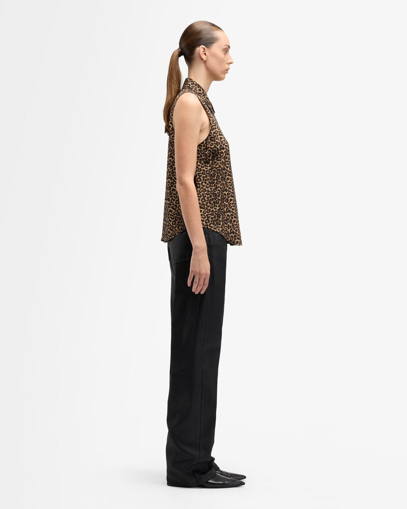Sleeveless Silk Button Down in Leo 6