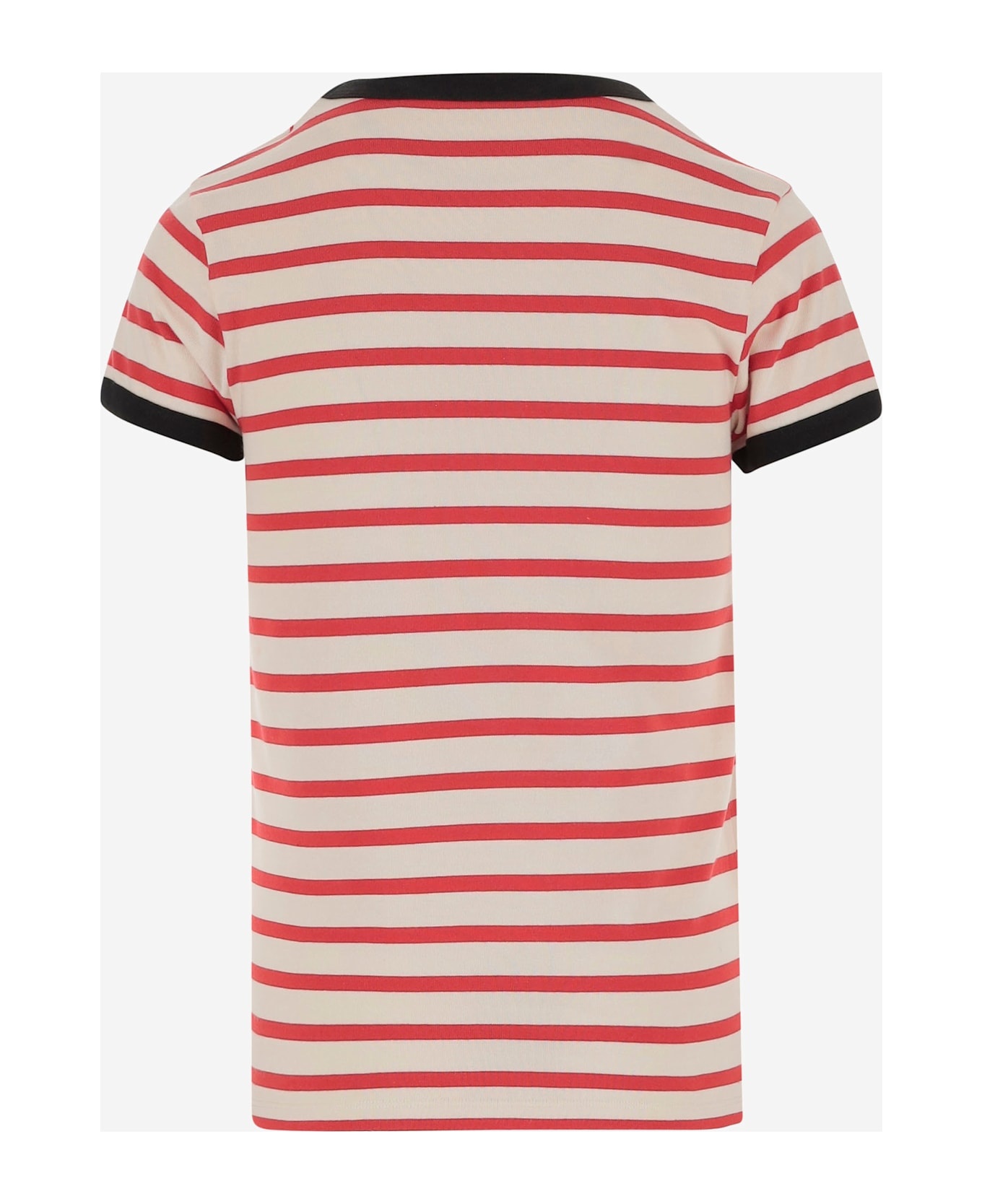 Cotton T-shirt With Striped Pattern And Logo - 2