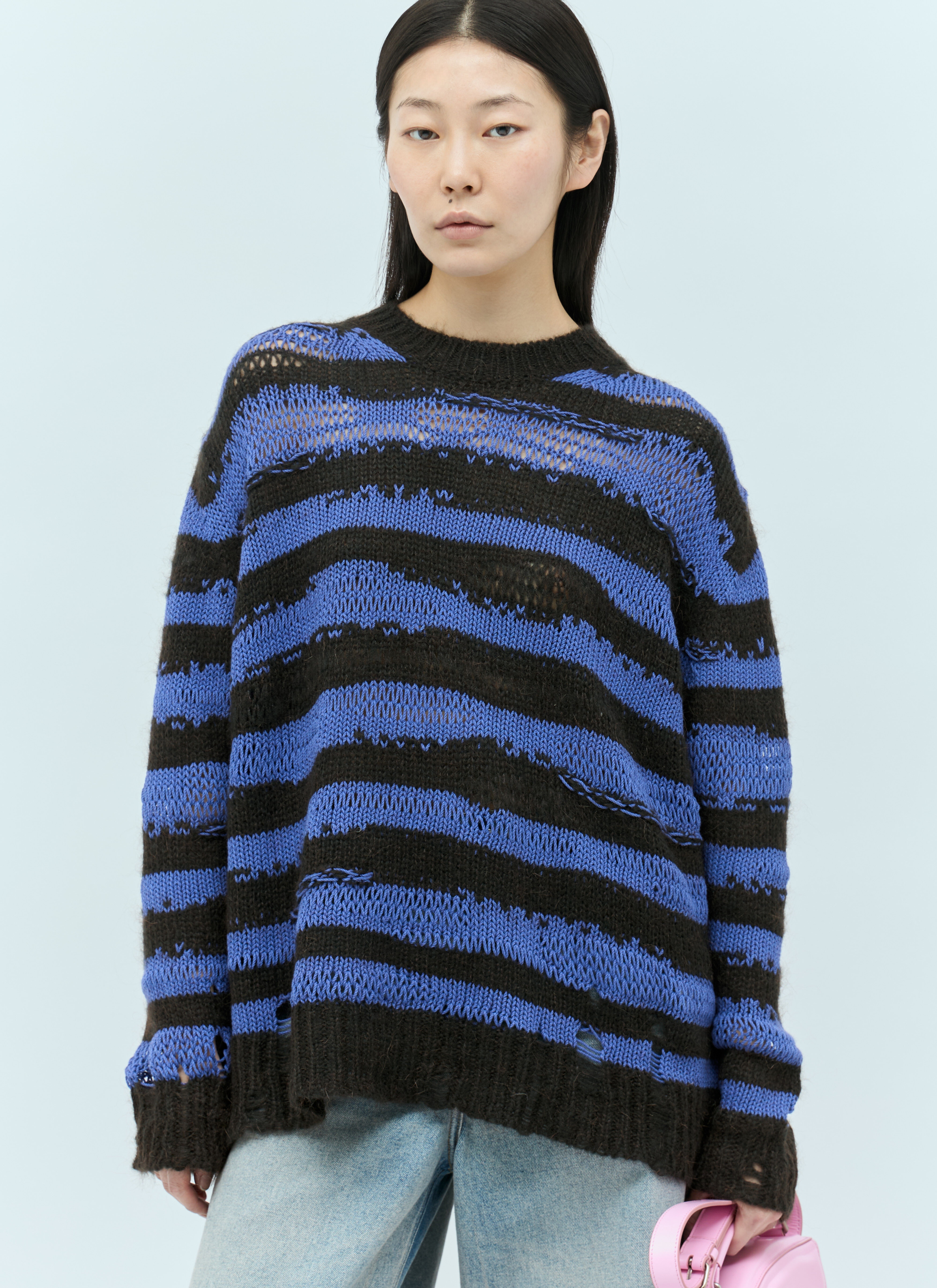 Distressed Stipe Sweater - 1