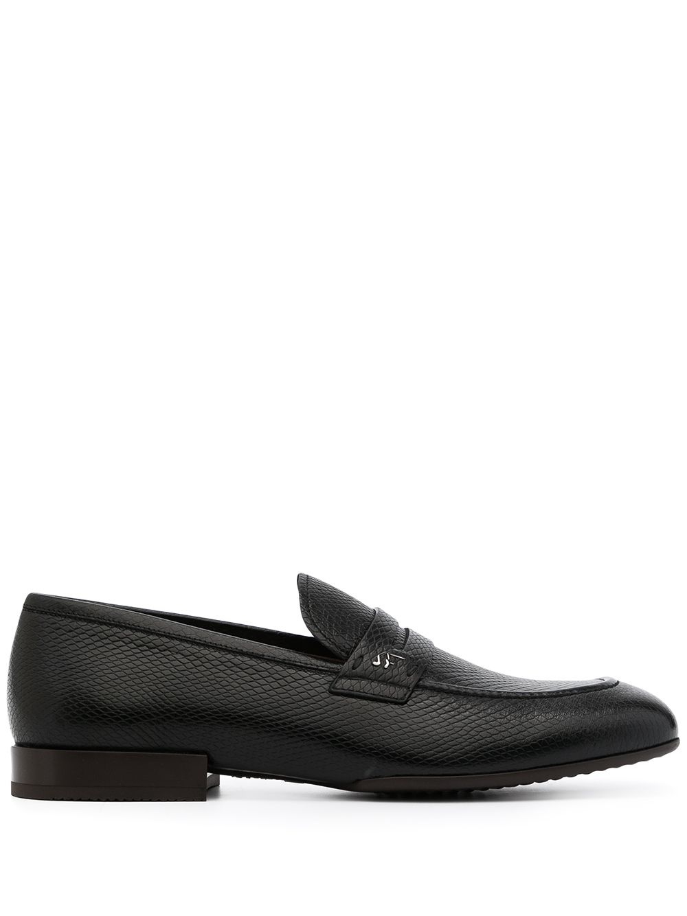 snake-effect leather penny loafers - 1