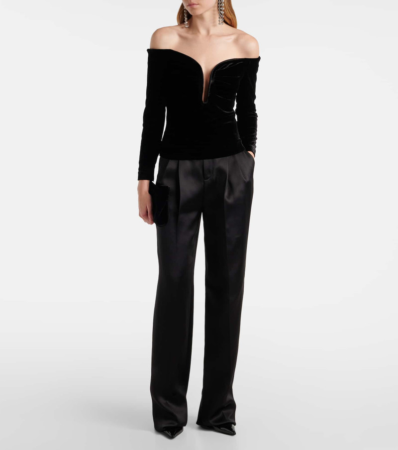 ROLAND MOURET Off-shoulder velvet top outlook
