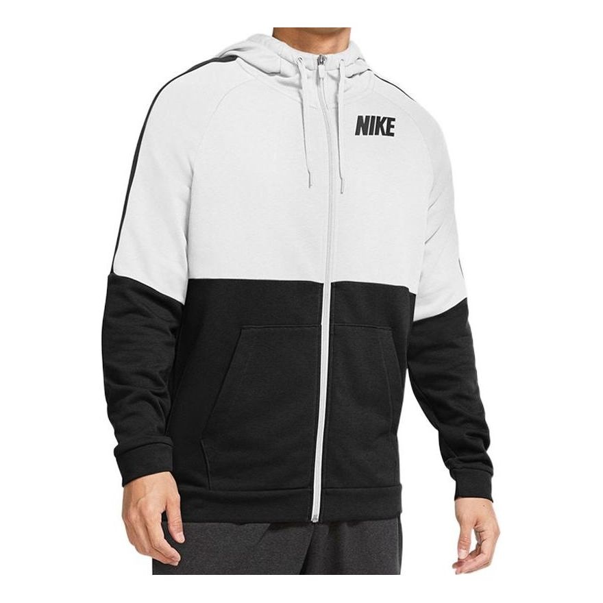 Nike logo zipped hooded jacket 'Black white' CU6034-100 - 1