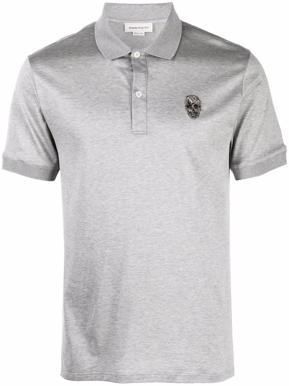 skull-embroidered polo shirt - 1