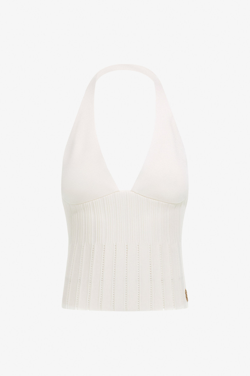 White Ribbed Halter Top 1