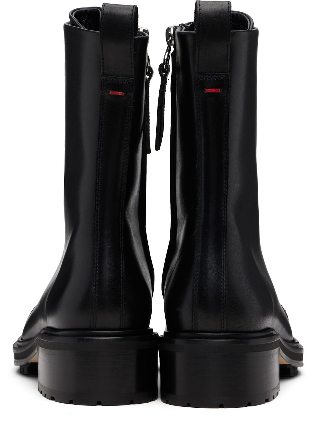 Black Isa Leather Lace-Up Ankle Boots - 2