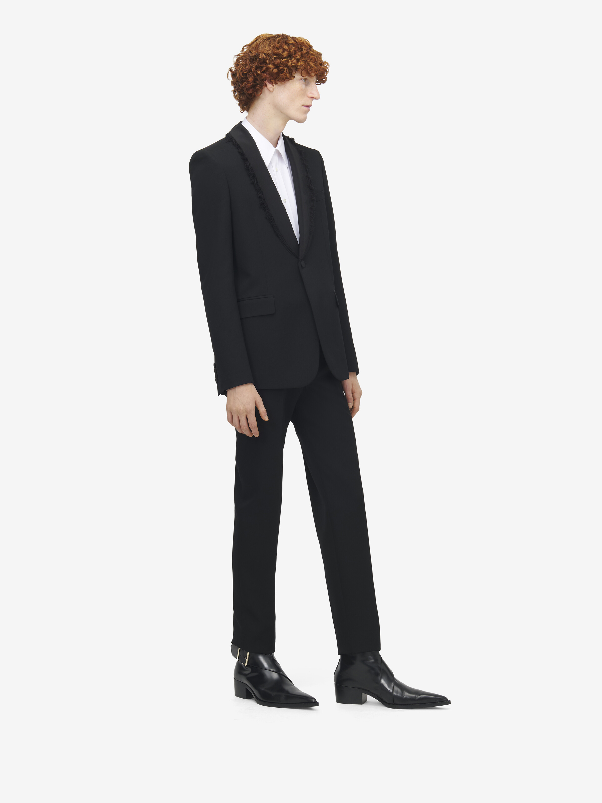 Frayed Lapel Single-breasted Jacket - 4