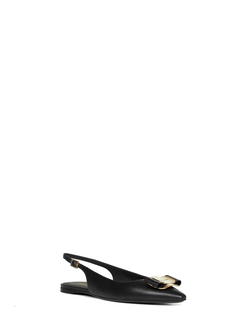 FERRAGAMO Black flat slingbacks with Vara plate outlook
