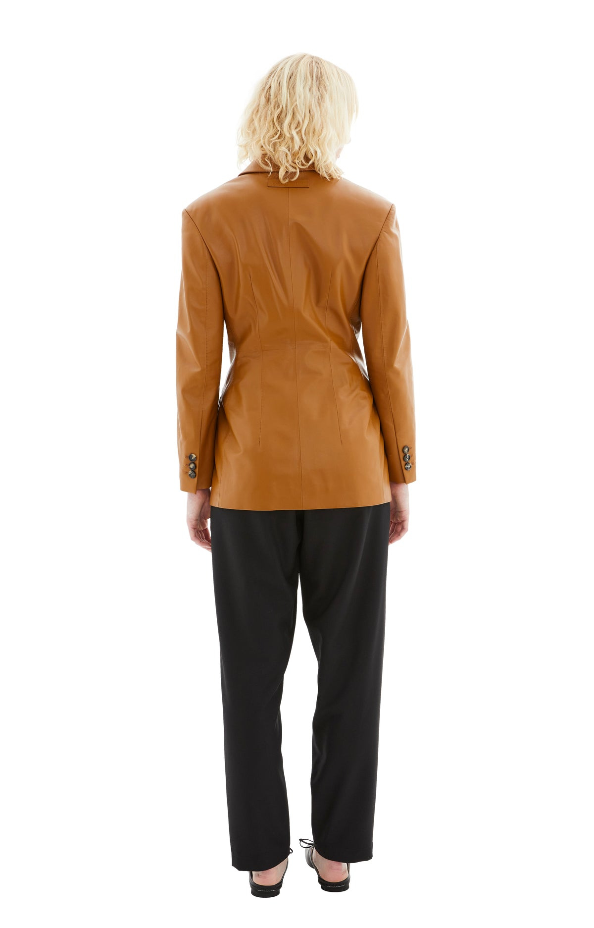 WOMEN'S LEATHER JACKET (BROWN) - 4