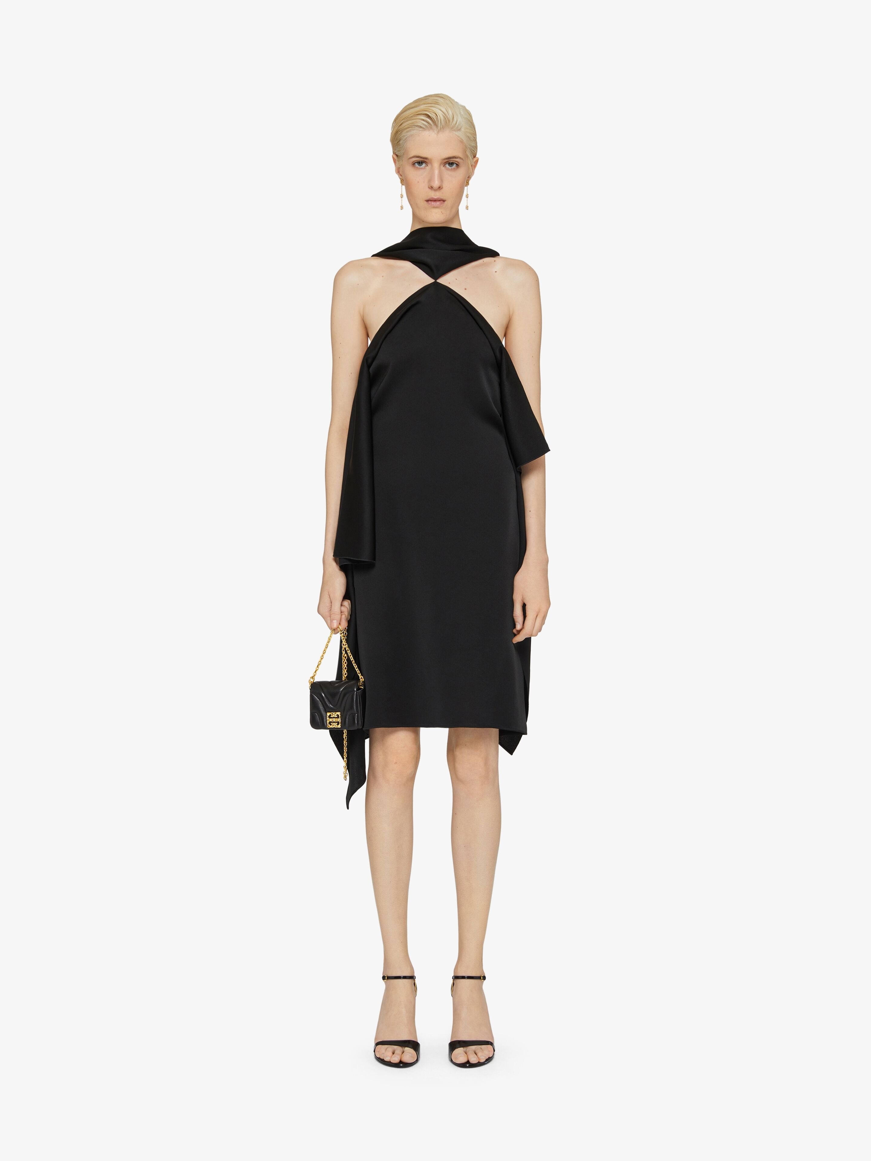 SCARF DRESS IN CREPE AND SATIN - 3