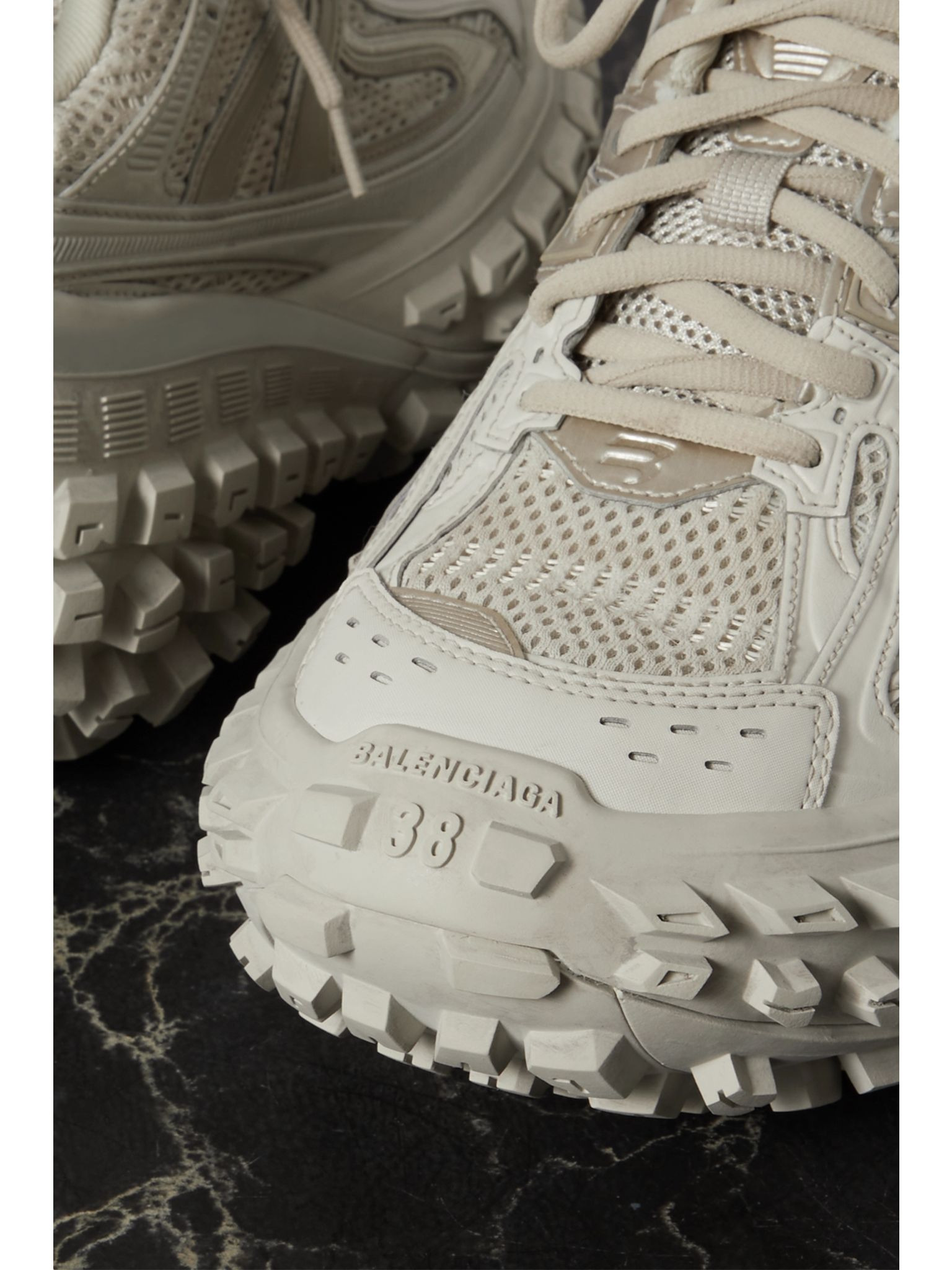 Bouncer mesh and rubber platform sneakers Beige - 4