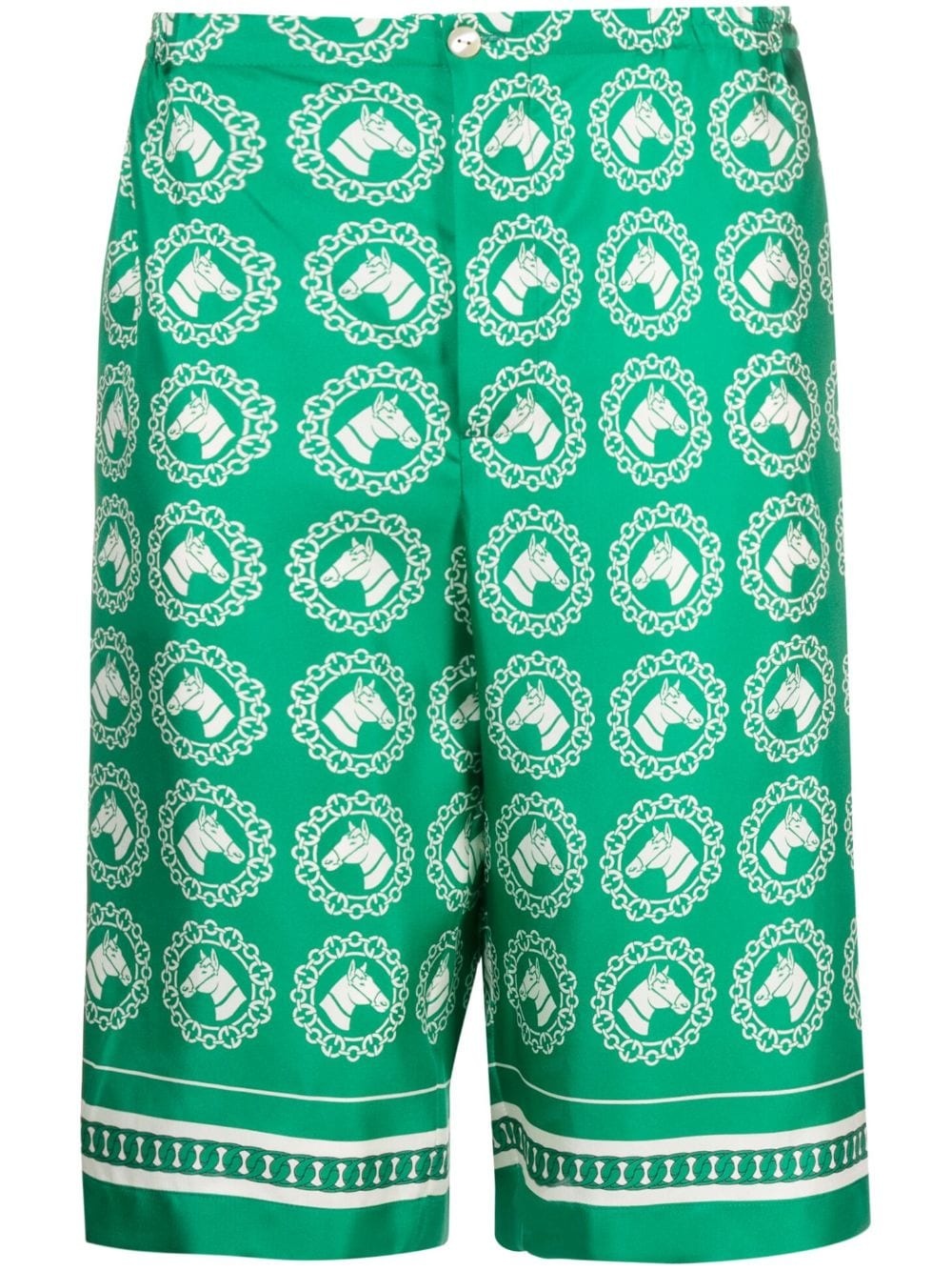 horse-graphic print silk shorts - 1