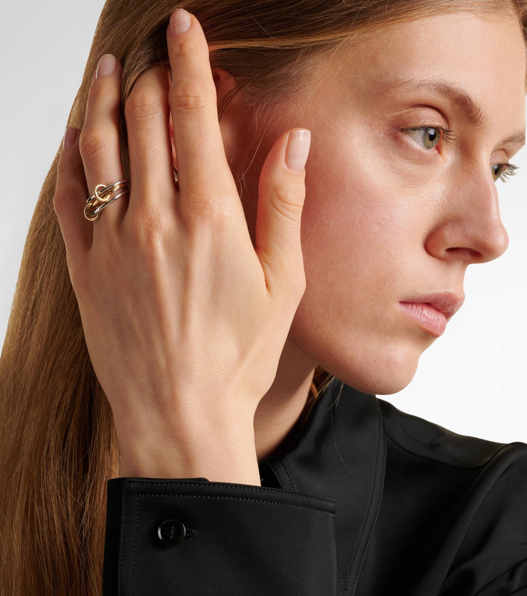 Solarium 18kt yellow gold and sterling silver linked rings - 3
