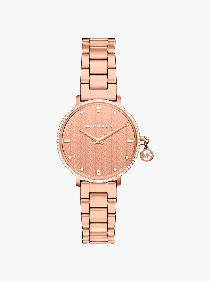 Mini Pyper Pavé Rose Gold-Tone Watch - 1