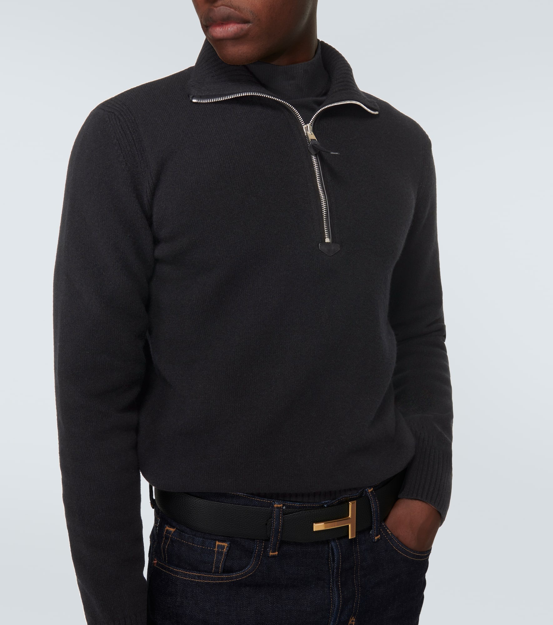 Wool and cashmere-blend half-zip sweater - 4