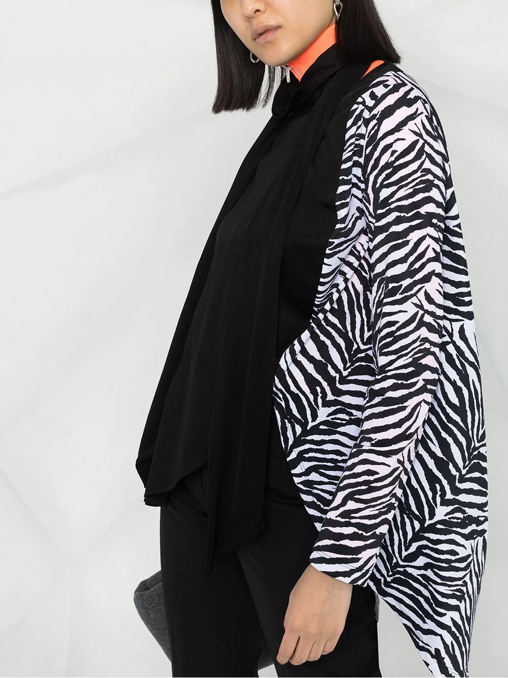 zebra-print panel blouse - 5