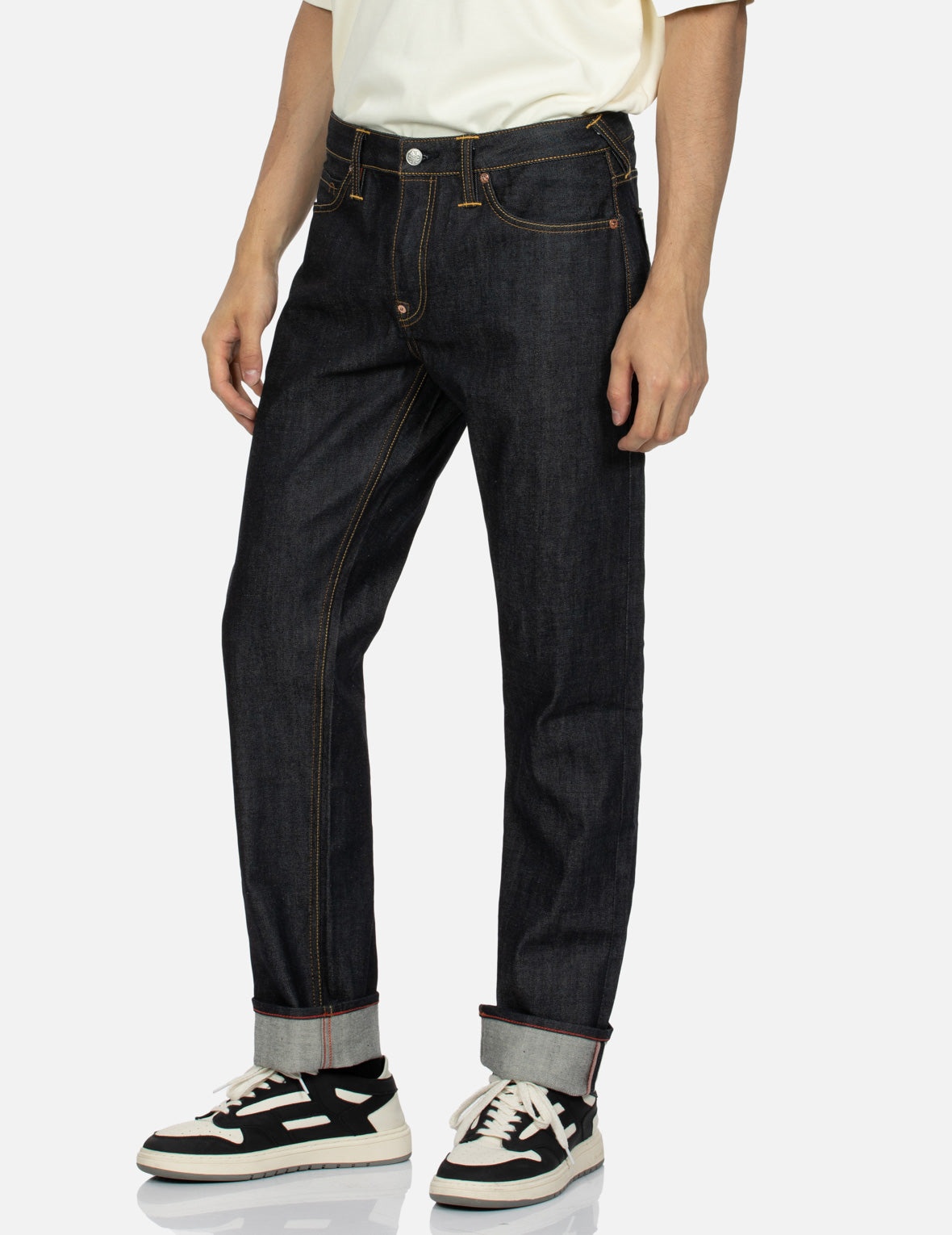 Deer and Seagull Embroidery Slim Fit Selvedge Denim Jeans #2010 - 8