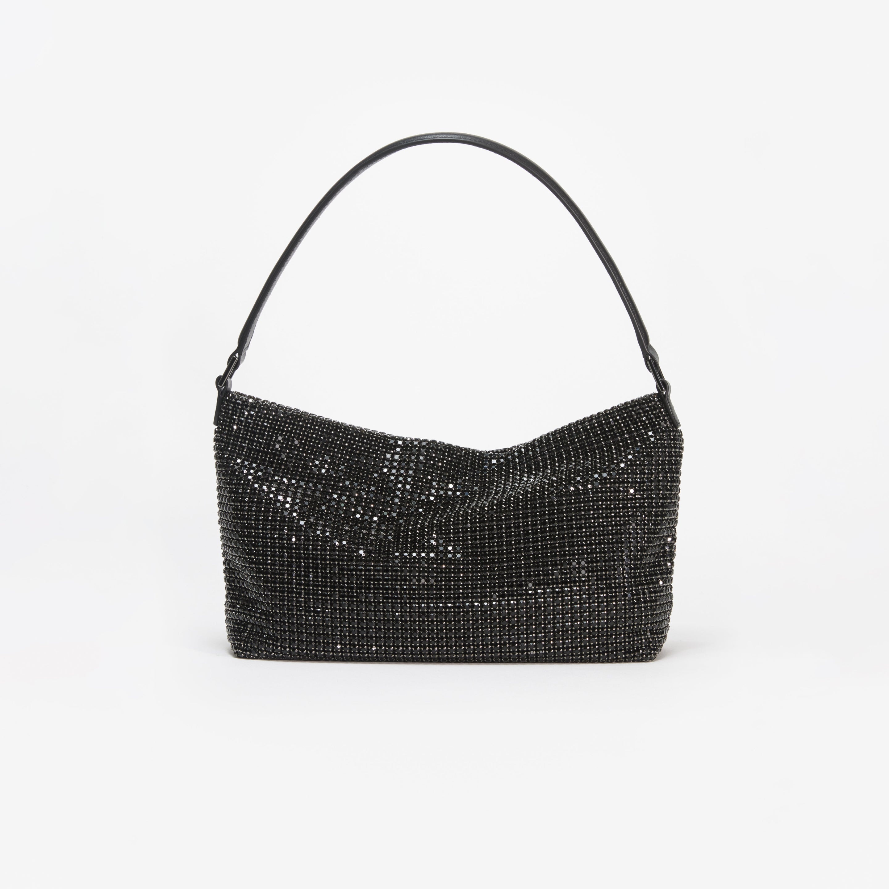 Black Diamante Medium Hobo Bag - 3