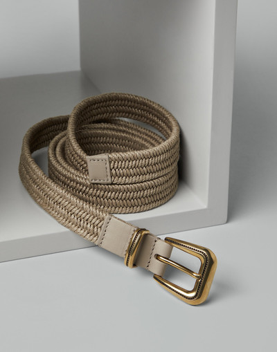 Brunello Cucinelli Rustic braided linen belt outlook
