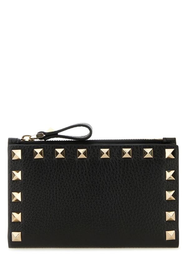 Black leather Rockstud wallet - 1