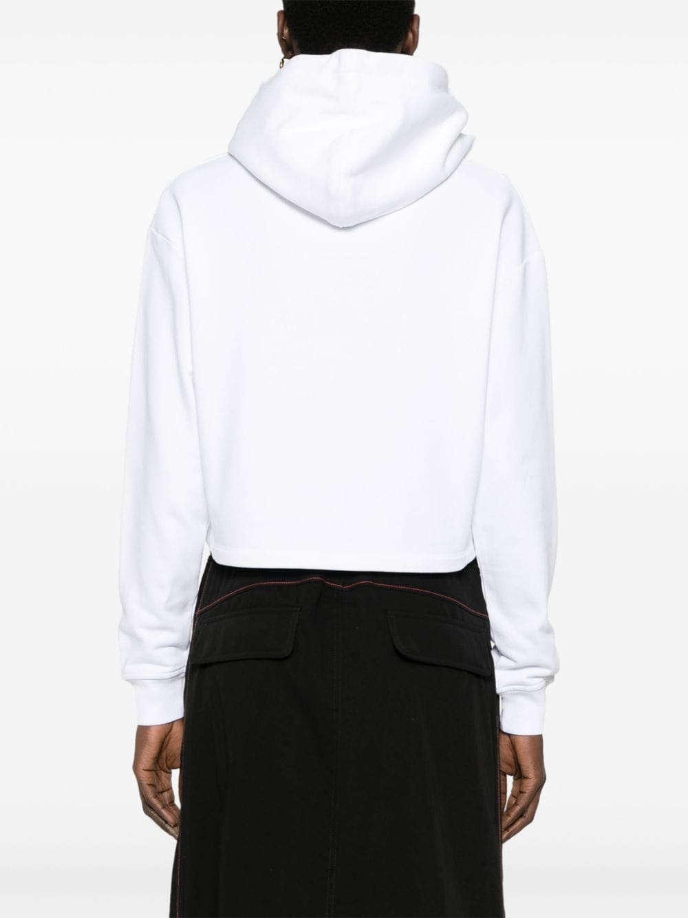 flocked-logo cropped hoodie - 4