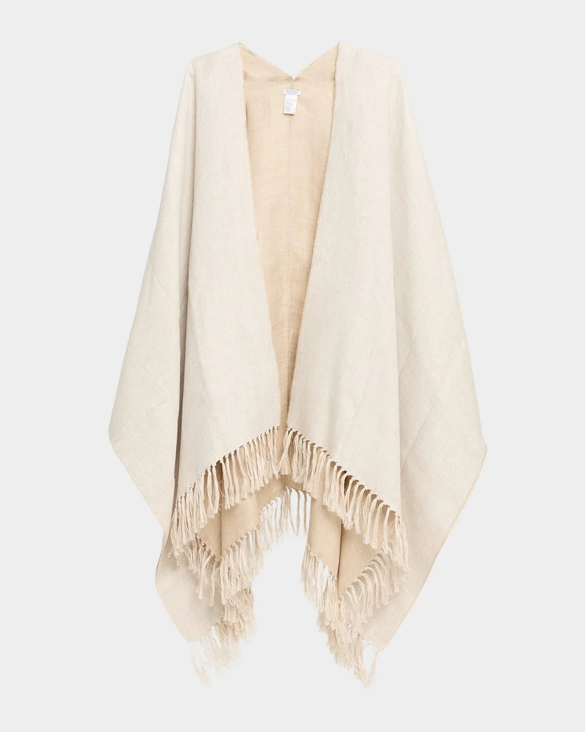 Linen Platinum Fringed Poncho - 1