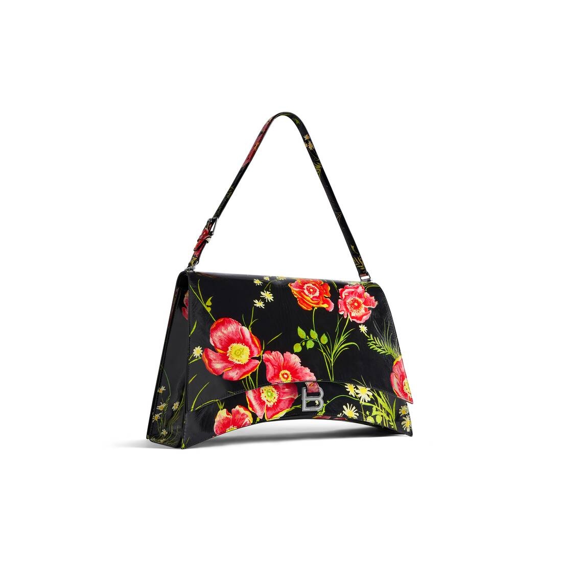 Women's Crush Large Sling Bag With Poppy Print in Black - 4