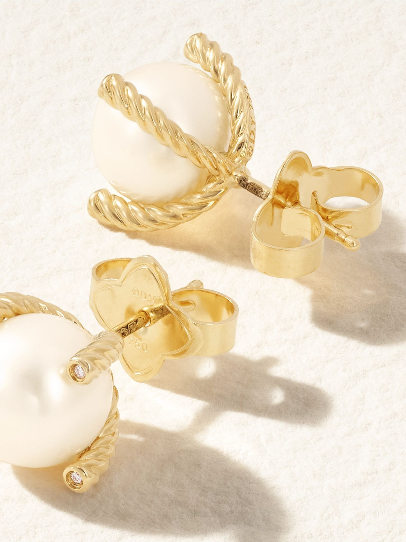 Cable Collectibles 18-karat gold, pearl and diamond earrings Gold - 3