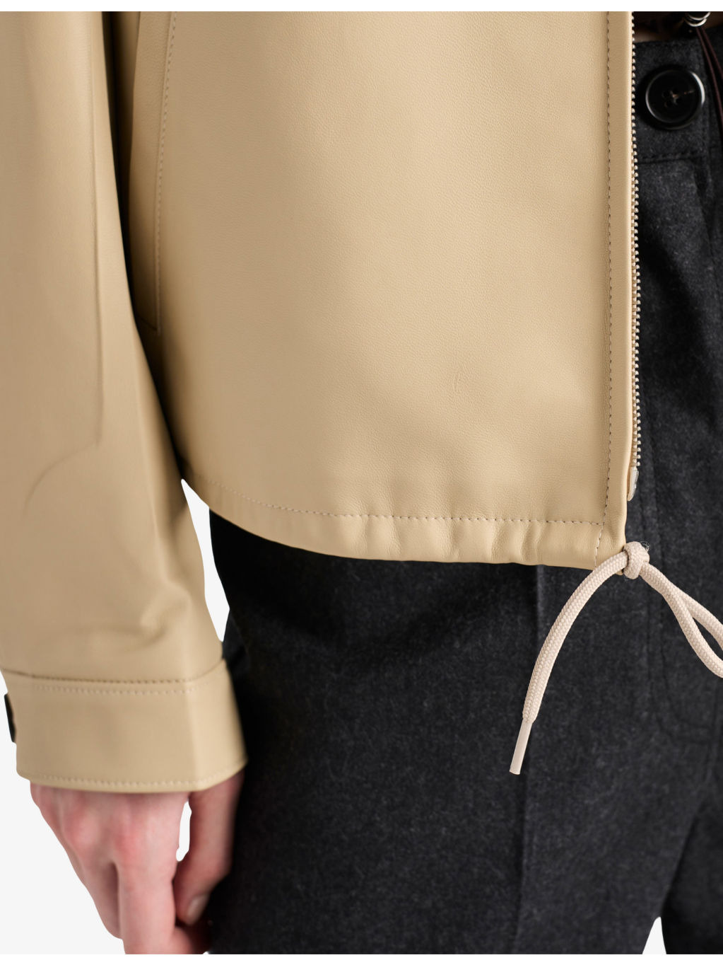 Triangle-Logo Blouson Leather Jacket - 5