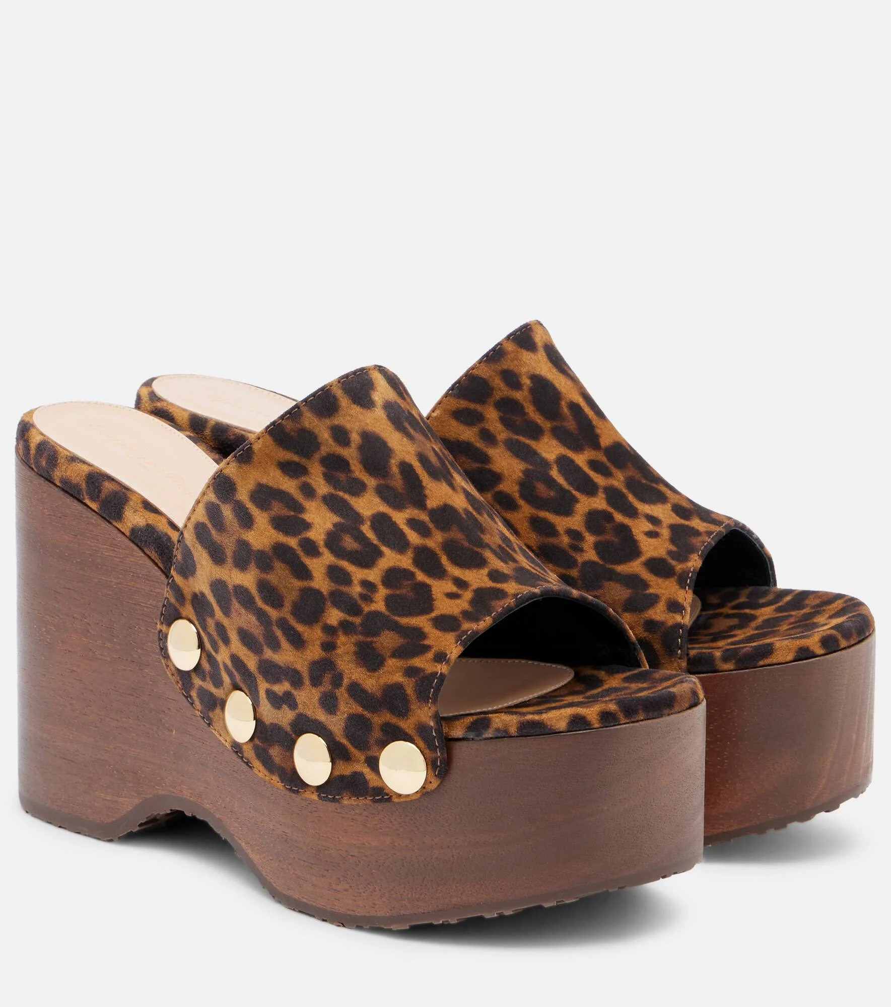 Leopard-print suede wedges - 1