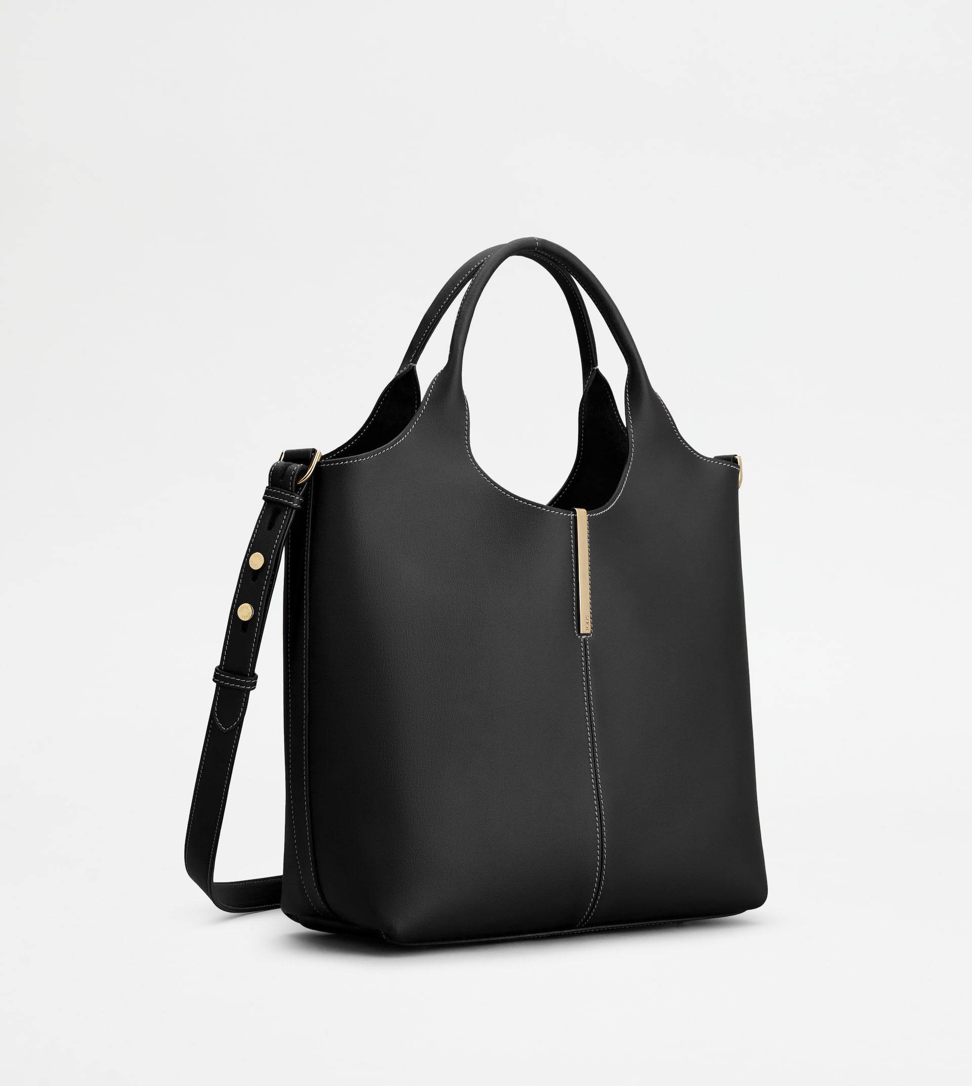 TOTE SHOPPING BAG IN LEATHER SMALL - BLACK - 2