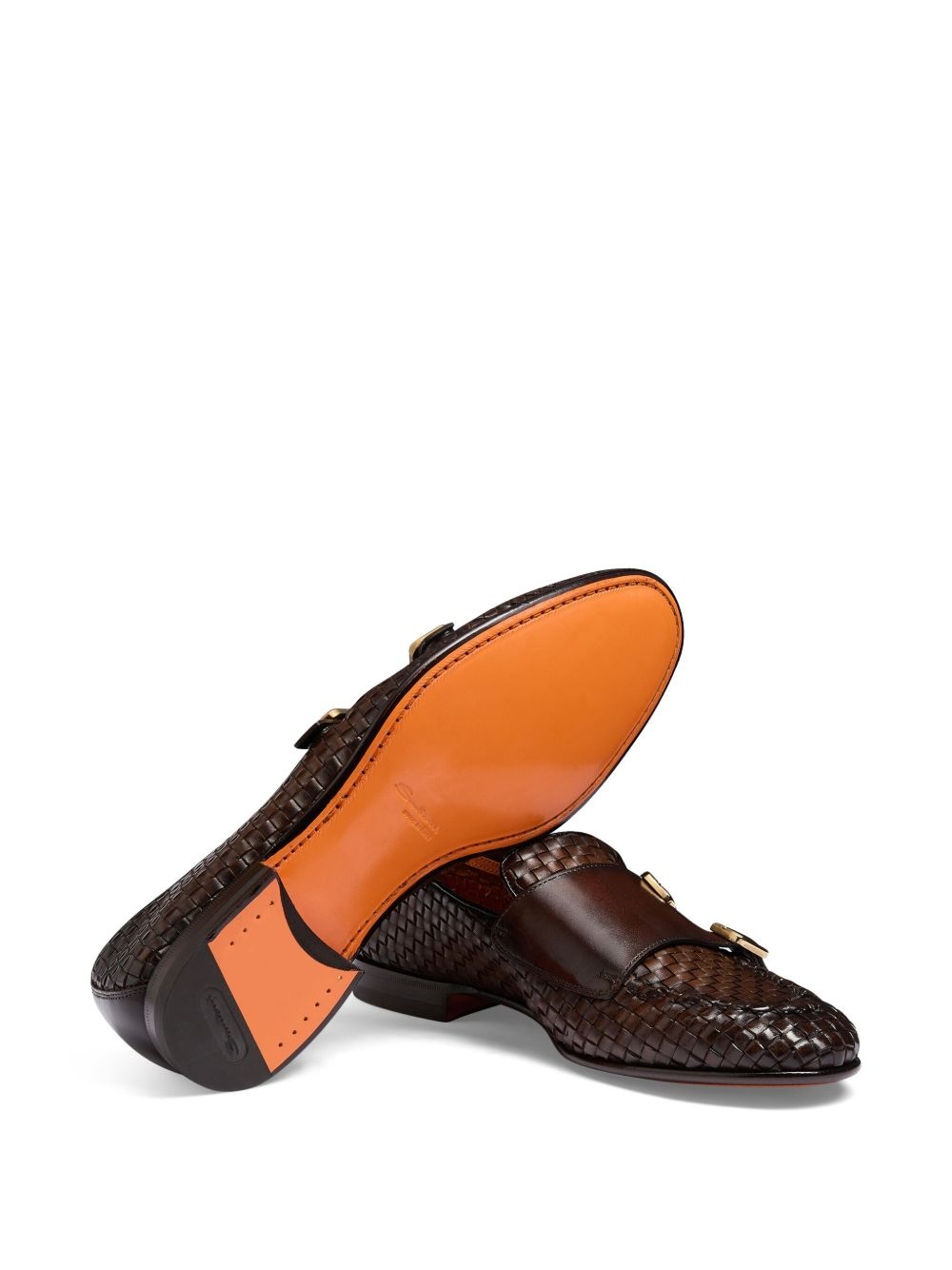 woven leather monk shoes - 4