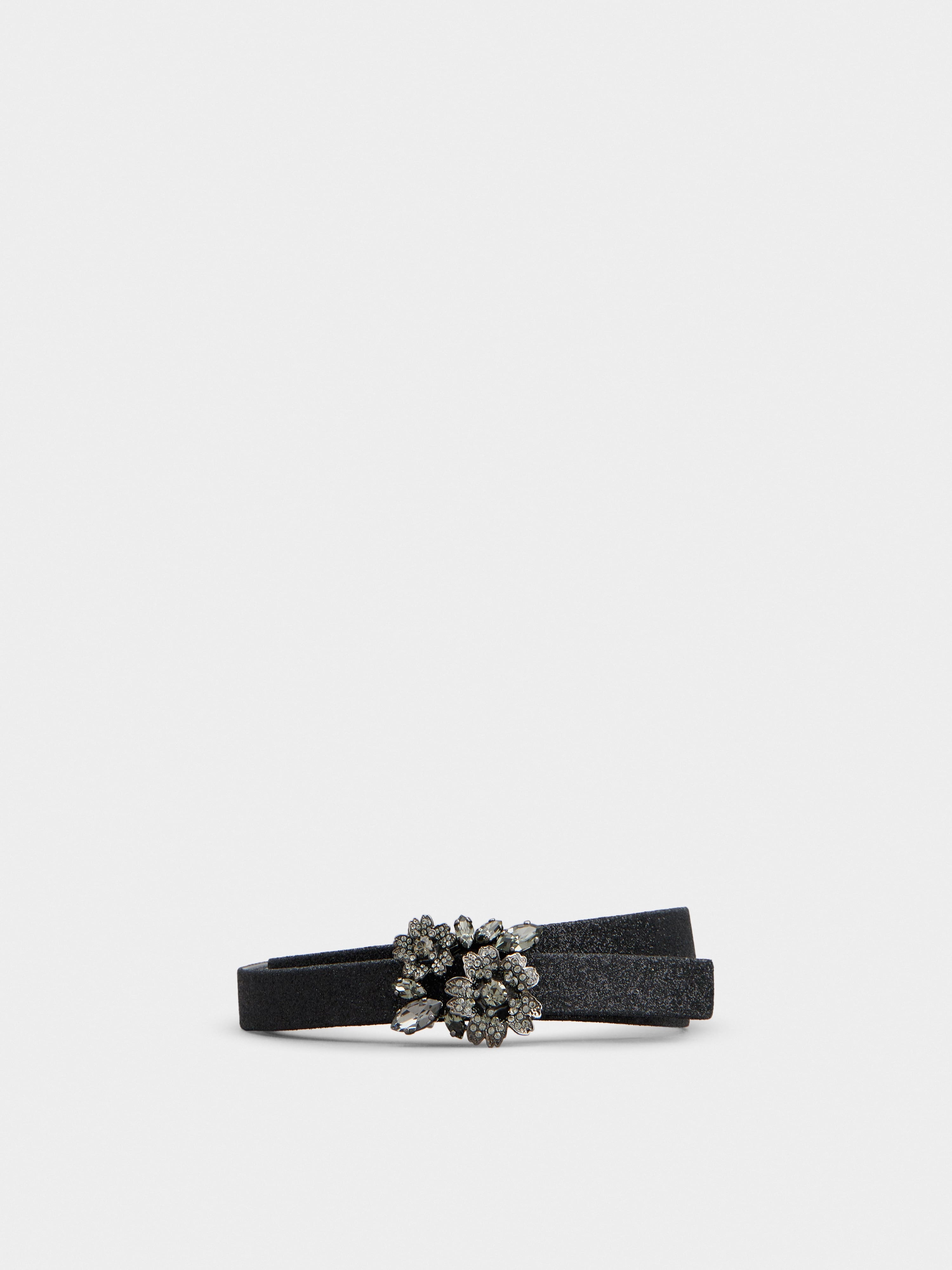 Bouquet Strass Dark Buckle Belt in Glitter Fabric - 1