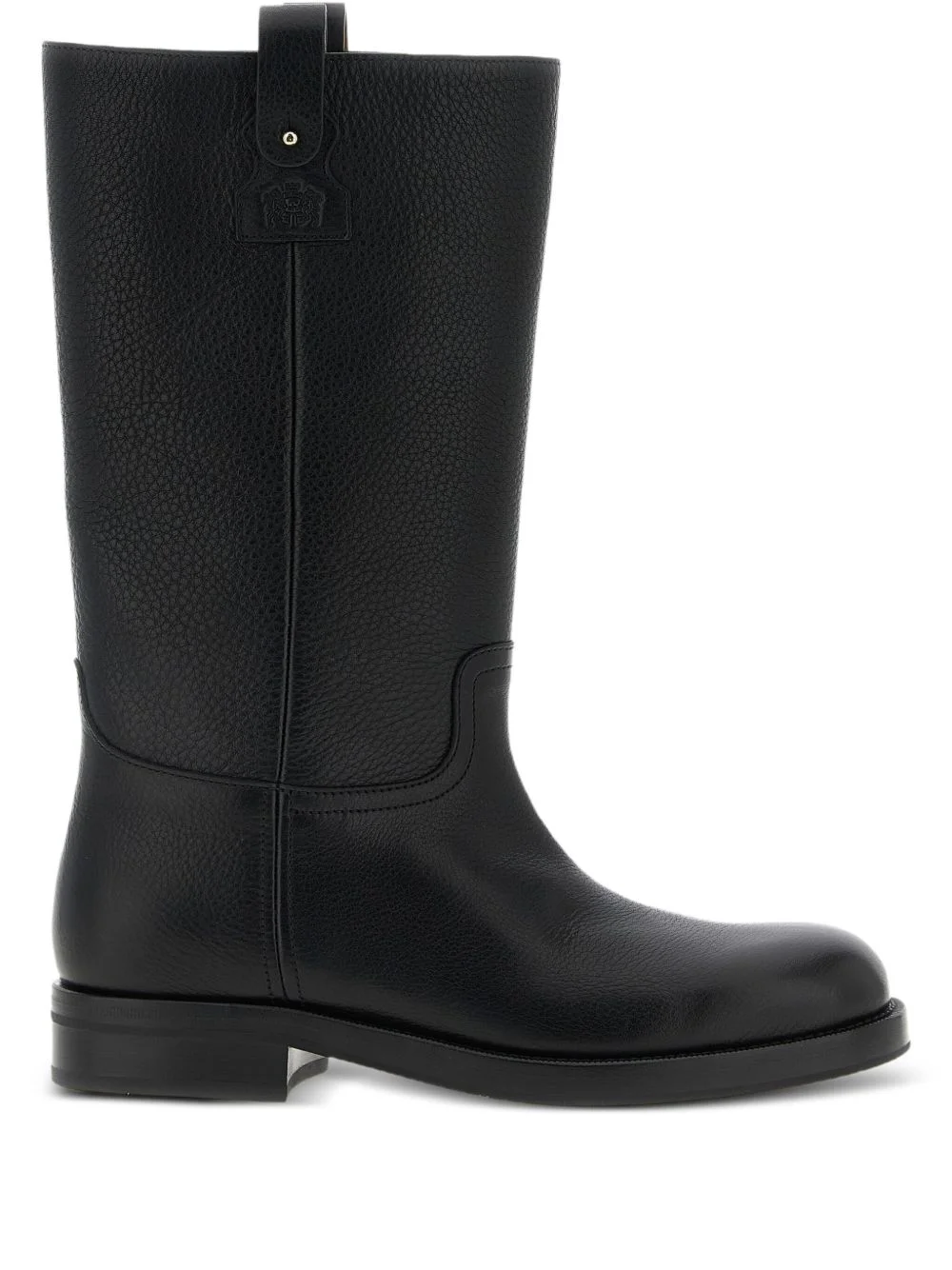 hammered leather round-toe boots - 1