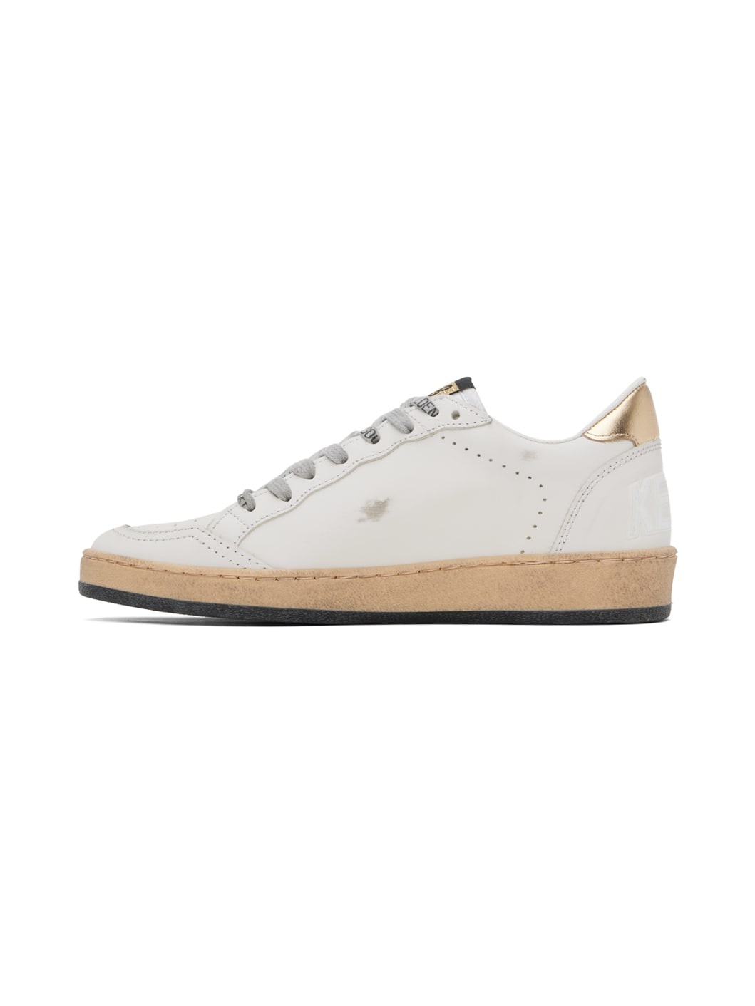 White & Gold Ball Star Sneakers - 3